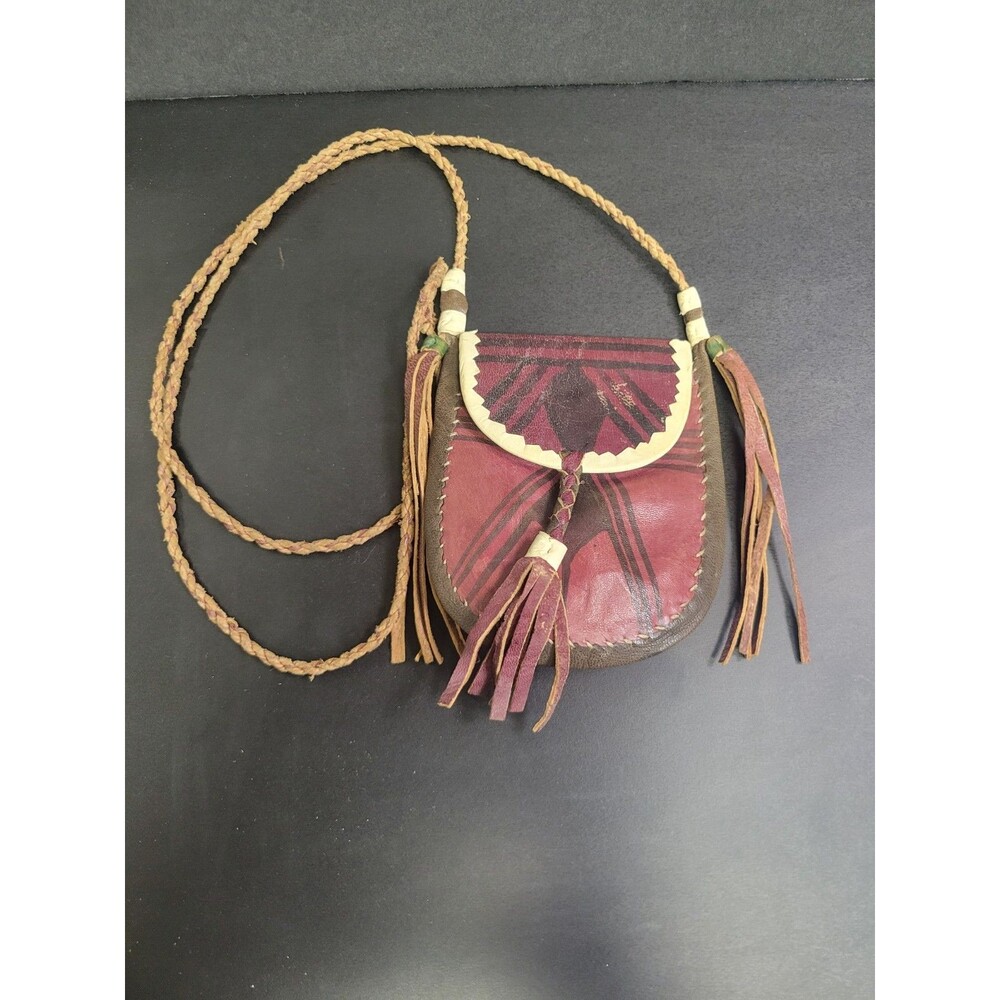 Vintage Small Leather Turag Neck Purse Marble Bag